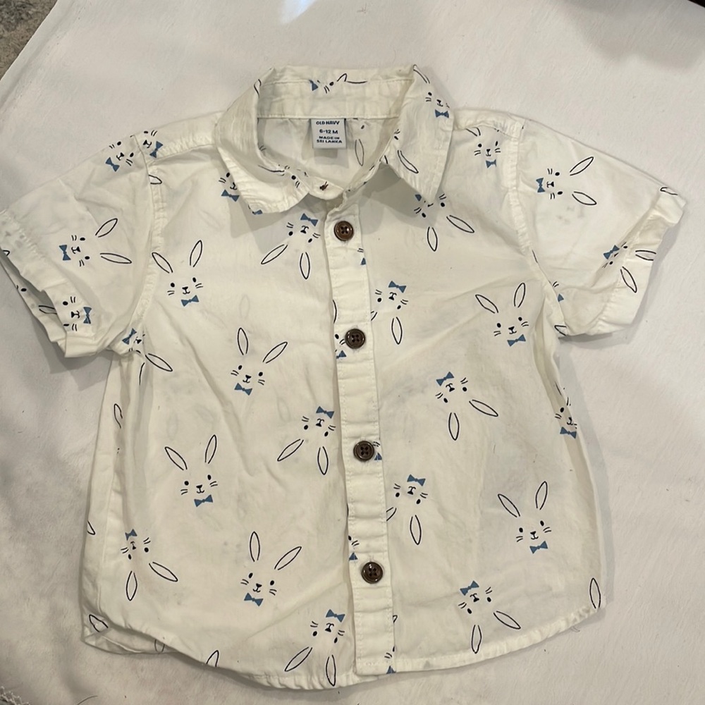 Boys Easter Bunny Button Down Shirt